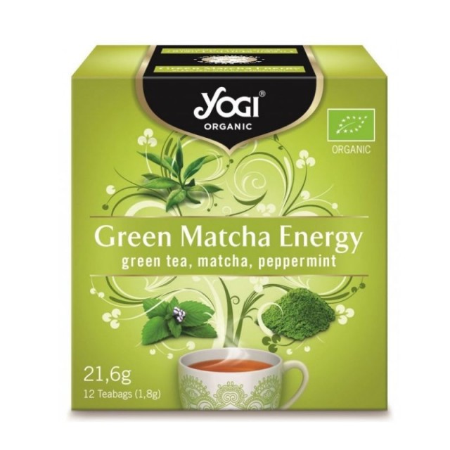 GREEN MATCHA ENERGY Πράσινο Τσάι με Μάτσα και Μέντα για Ενέργεια, 12 Φακελάκια